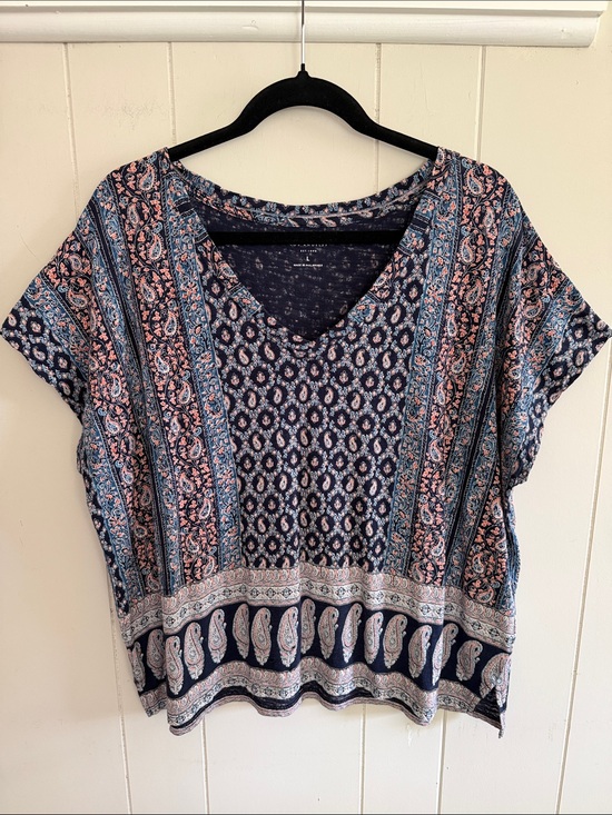 Lucky Brand Tops - Lucky Brand Navy Paisley Women's Top Dolman Sleeves Boho Coastal Flowy Large
